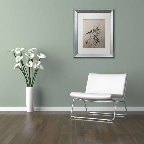 Trademark Fine Art 'The Cellist Sketch' Canvas Art by Marc Allante, White Matte, Silver Frame