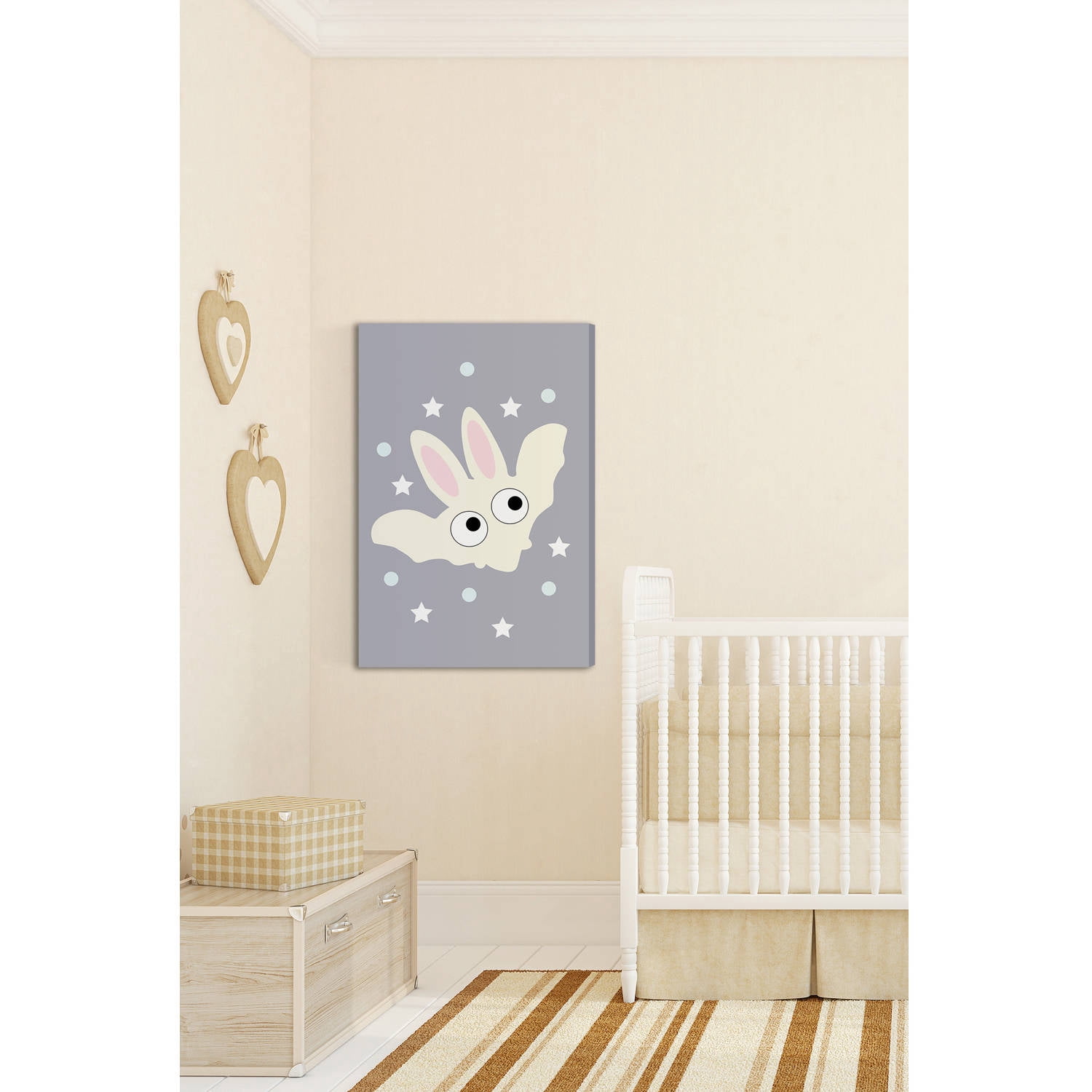 "Yellow Bunny Bat" Painting Print on Wrapped Canvas