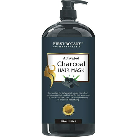 Activated Charcoal Hair Mask, 9 fl. oz. Restorative Hair Mask, Deep Conditioner for Damaged & Dry Hair, Promotes Natural Hair Growth, Nourishes Scalp, Removes Residue Buildup, Detangler& Sulfate (Best Way To Remove Product Buildup In Hair)