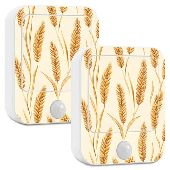 Yayeee 2-Pack Plug in LED Night Lights with Light Sensors Motion Detectors, Wheat Ears Pattern