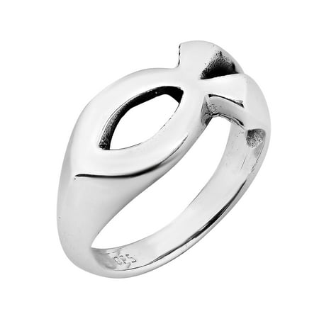 Gorgeous Christian Fish Religion Promise .925 Silver Ring-10