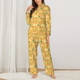 thumbnail image 2 of KLL Flowe Chicken Print Women's Long Sleeve Pajamas with Pants Sleepwear Loungewear 2 Set-Medium, 2 of 7
