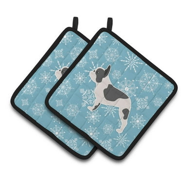 Carolines Treasures BB3541PTHD Winter Snowflake French Bulldog Pair of Pot Holders , 7.5HX7.5W, multicolor