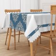 thumbnail image 4 of Nanqianyi Vintage Blue Damask Floral Rectangle Tablecloth,84x60 Inch,Waterproof Oilproof Machine Washable Table Cover, 4 of 5
