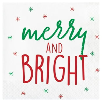 Red and Green Christmas Trees Disposable Paper Napkins, 6.5 in x 6.5 in, 32 Count, by Holiday Time