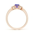 thumbnail image 2 of ANGARA Natural Oval Tanzanite Split Shank Ring with Trio Diamonds in 14K Rose Gold for Women (Size-7x5mm) | December Birthstone, Birthday, Anniversary, Jewelry Gift for Women | Natural Tanzanite Ring, 2 of 8