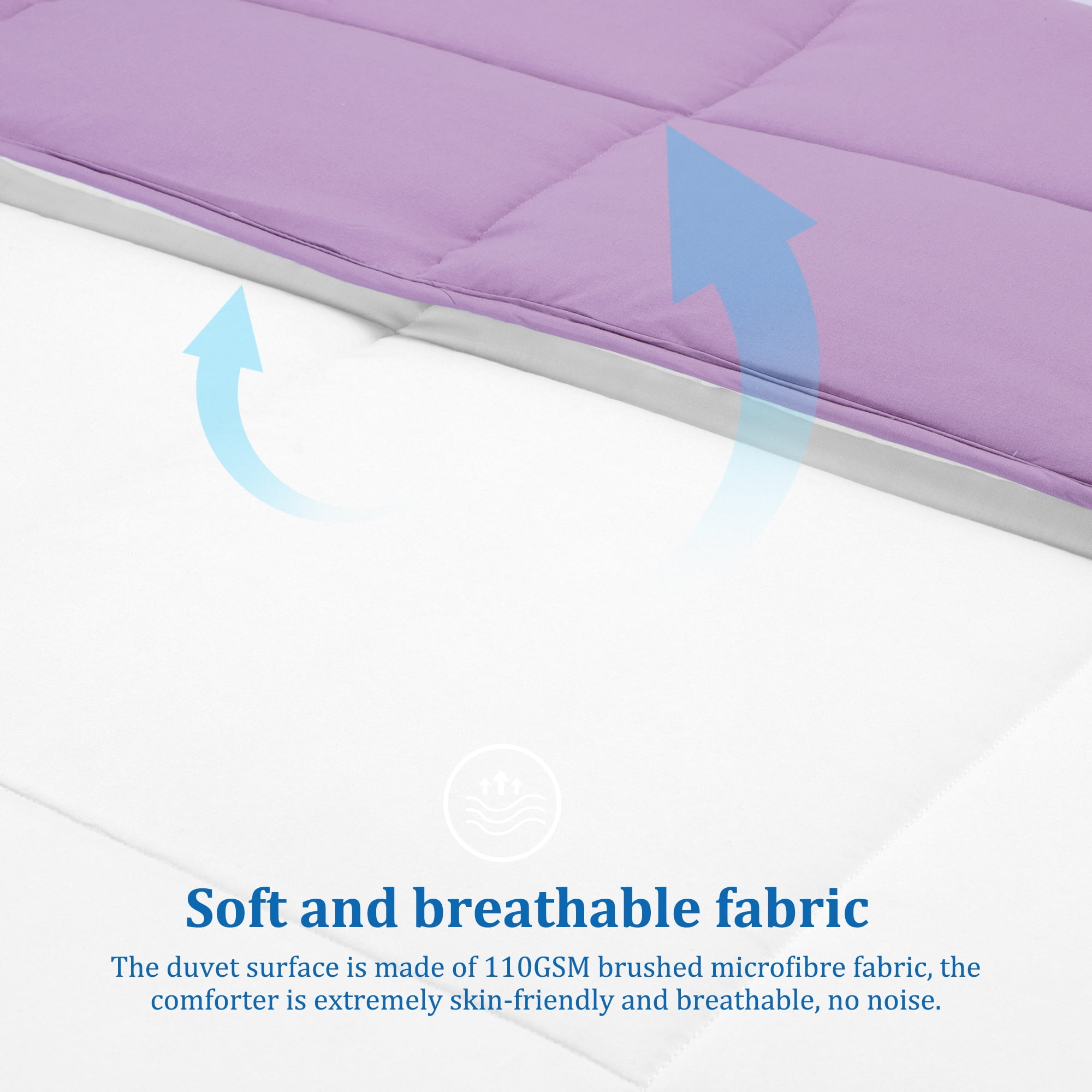 Unique Bargains Quilt Lightweight Down Comforter Light Purple/White Twin