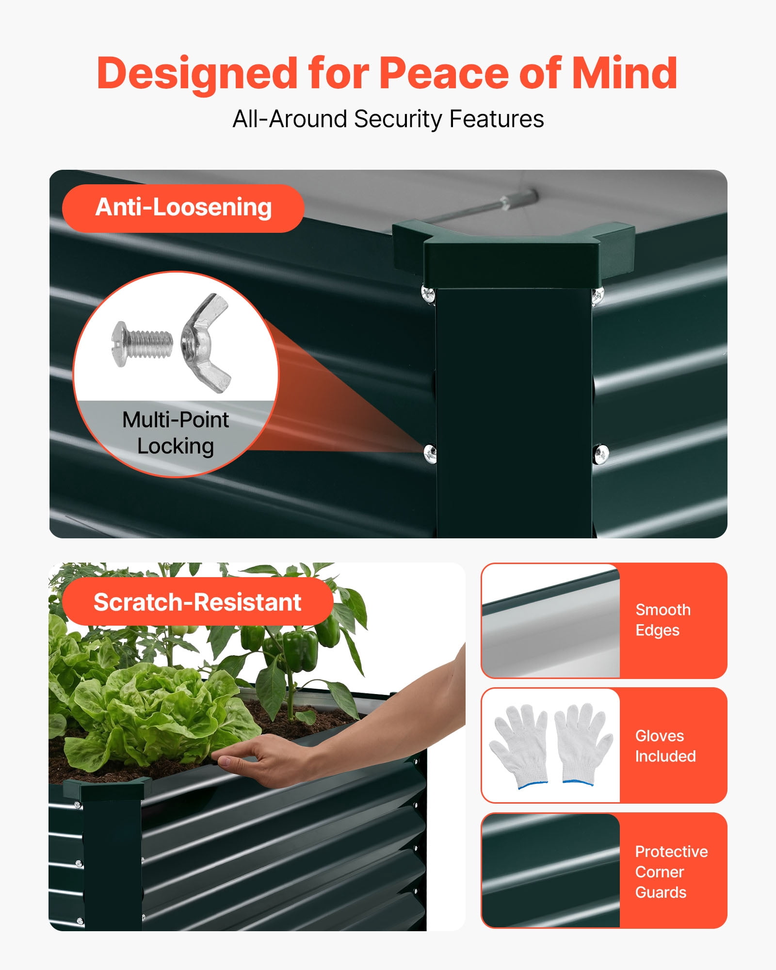 VEVOR Galvanized Raised Garden Bed, 6.67 x 3.35 x 1.51 ft, Rectangular Metal Planter Box Kit Outdoor, Rustproof Elevated Planting Box with Gloves, Alu-Zinc, for Growing Flowers Vegetables, Dark Green