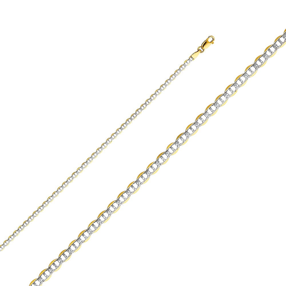 14K Yellow Solid Gold 2.7mm Figaro 3+1 Yellow Pave Chain Necklace with Lobster Clasp Ioka 14K Yellow Solid Gold 2.7mm Figaro 3+1 Yellow Pave Chain Necklace with Lobster Clasp Ioka