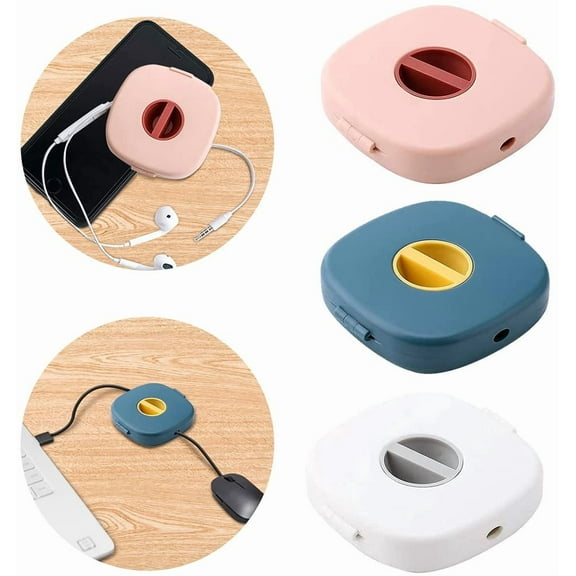 3pcs Cable Management Retractable Cord Organizer: 2-in-1 Cord Management Case Mobile Phone Holder, Cable Tidy Storage Protector Wire Winder for USB Cable,Headset Cord,Mouse Wire,Charger Cabl