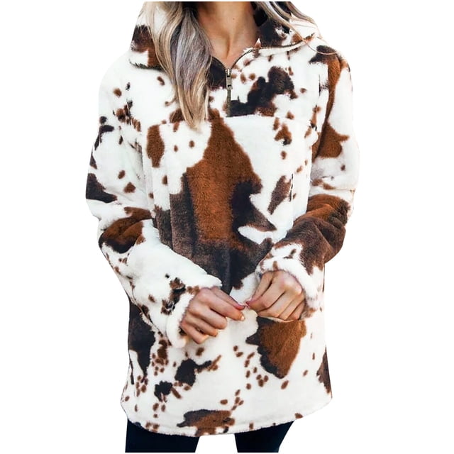 Chaquetas para mujer Reversible Fleece Manga larga Cremallera Jersey Cuello levantado Chaqueta de vaca Top Odeerbi ODB-3