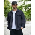 thumbnail image 5 of COOFANDY Men's Jean Jacket - Navy Denim Cotton Button Up Shacket - Light Weight Big and Tall, 5 of 9