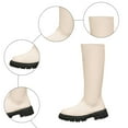 thumbnail image 6 of Rokment Platform Mid Calf Motorcycle Riding Boots for Women 2025 Fall Winter Stylish Casual Leather Chunky Lug Sole Low Heel Tall Dress Boots Beige Size 6, 6 of 8