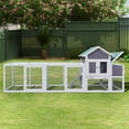 thumbnail image 4 of Aukfa 122" Large Chicken Coop Wood 2 Tier Chicken Run Cage w/ Nest Box for Outdoor, Backyard, Gray, 4 of 9
