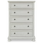 Ashley Furniture Robbinsdale 5-Drawer Wood Chest in Antiqued White