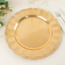 BalsaCircle 6 Metallic Gold 13" Round Plastic Charger Plates Beaded Sunflower Trim Party Events Decorations