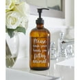 thumbnail image 2 of Please Wash Your Hands You Filthy Animal Glass Soap Bottle in Amber, 2 of 2