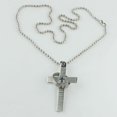 thumbnail image 4 of Zeus Hommes en Acier Inoxydable Prière Croix Anneau Pendentif Boule Chaîne Punk Collier Bijoux, 4 of 7