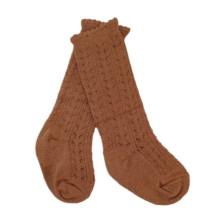 

Binpure Toddler Baby Mesh Knit Socks for Autumn Winter Solid Color Tights Dress Mid-Tube Socks