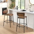 thumbnail image 3 of Pu Faux Leather Bar Stools Set of 2, Pub Barstools with Back and Footrest,Modern Armless Bar Height Stool Chairs, 3 of 9