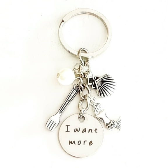 I Want More Little Mermaid Accessories Ariel Silver Charm Keychain Gift for a Hopeful & Sweet Princess I Merchandise and Accessories for Women