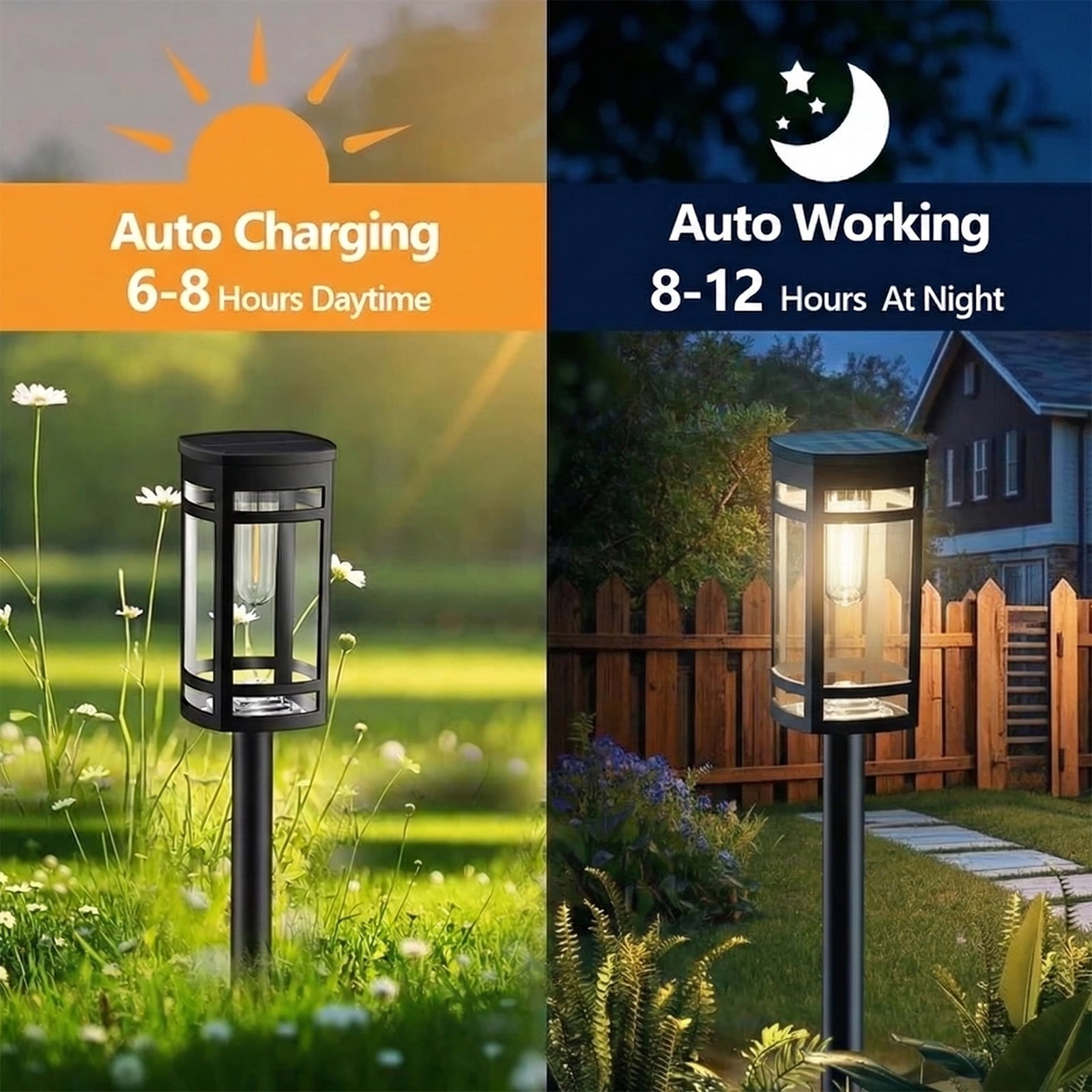 [8 Pack] Solar Outdoor Lights Waterproof for Outside Walkway Pathway Driveway Garden Yard Landscape Lighting Warm White.