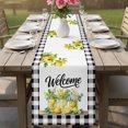 thumbnail image 5 of Table Runners 36 Inches Long Dress Scarves, Summer Lemon Farmhouse Kitchen/Dining Table Decor Table Runner, Short Coffee Tablerunners, Black Plaid Fruits Floral Botanical 13x36 Inch, 5 of 8