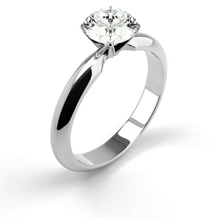 0.24 Carat Weight Solitaire Round Cut Diamond Engagement Ring - 14K White