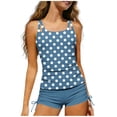 thumbnail image 3 of WAVSUF Girls Tankini Swimsuit 2 Piece High Waist Polka Dots Round Neck Sleeveless Summer Pool Swimsuit Blue 10-12, 3 of 9