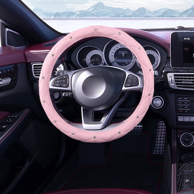 Rvkxad Diamond Steering Wheel Cover, Non-Slip Leather with Rhinestone Design, Car Steering Cover, Auto Accessory, Vehicle Decor