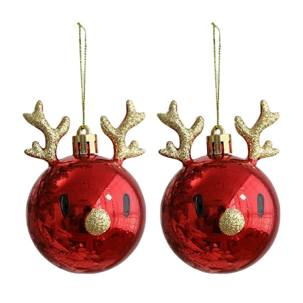 2 adornos navideños de plástico para colgar en el árbol de Navidad.
