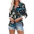 thumbnail image 1 of Wanfds Green Trendy Casual Tops For Women 2024 V-Neck Button Down Top XXXL, 1 of 5