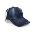 thumbnail image 2 of Denim Baseball Cap, Unisex Sport Hat Casual Women Men Sun Hat Outdoor Cowboy Cap Dilapidated Design Navy Blue, 2 of 6