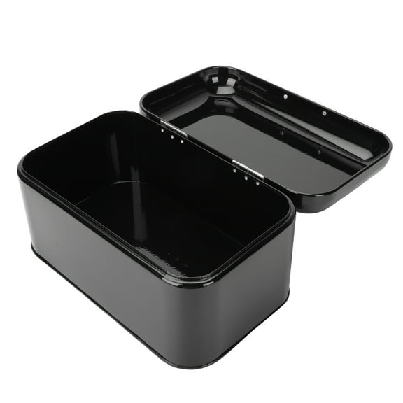 Minkissy Black Metal Bread Organizer Storage Box for Home Kitchen Bakery Easy Clean Design 14.5x10.5x6.5 Inches