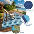 thumbnail image 3 of HIWEAVER 9' x 18' Light Blue Outdoor Rug PP Plastic Straw Woven Waterproof Patio Rug with Border Portable Outside Carpet for Balcony Deck Picnic Garden Decor, 3 of 7