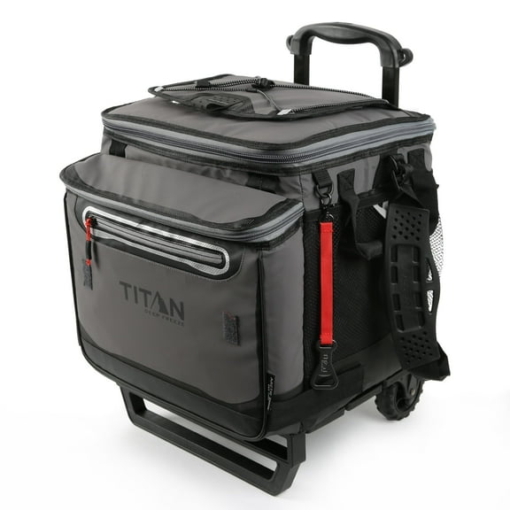 Titan by Arctic Zone 60 Can Collapsible Rolling Cooler, Sharkskin Gray