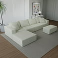 thumbnail image 5 of Modular Sectional Sofa Light Beige 4-Seat with Ottoman and Oversized Chaise | Cloud-inspired comfort, stain-resistant velvet, pet friendly—perfect for modern living rooms, 5 of 7