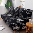 thumbnail image 5 of Stretch Sofa Slipcover Furniture Protector Without Armrests Armless Futon Cover for Bedroom - Black leaf, 5 of 6
