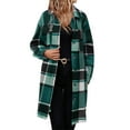 thumbnail image 2 of SYMOID Womens Green Plaid Shacket - Oversized Long Sleeve, Lightweight for Spring Fall, Relaxed Fit, S-XXL,Size L, 2 of 6