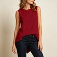 thumbnail image 5 of SwiftWear Women's Crew Neck Tank Top with Asymmetric Hem Cross Back Summer Sleeveless Casual Top Soft Stretch Everyday Wear​, 5 of 8