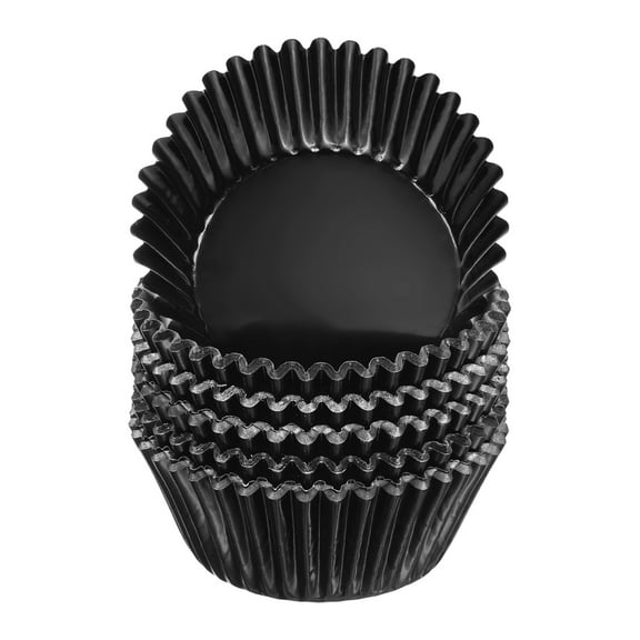 Uxcell 100 Count Black Foil Muffins Cupcake Liners Standard Size Baking Cups