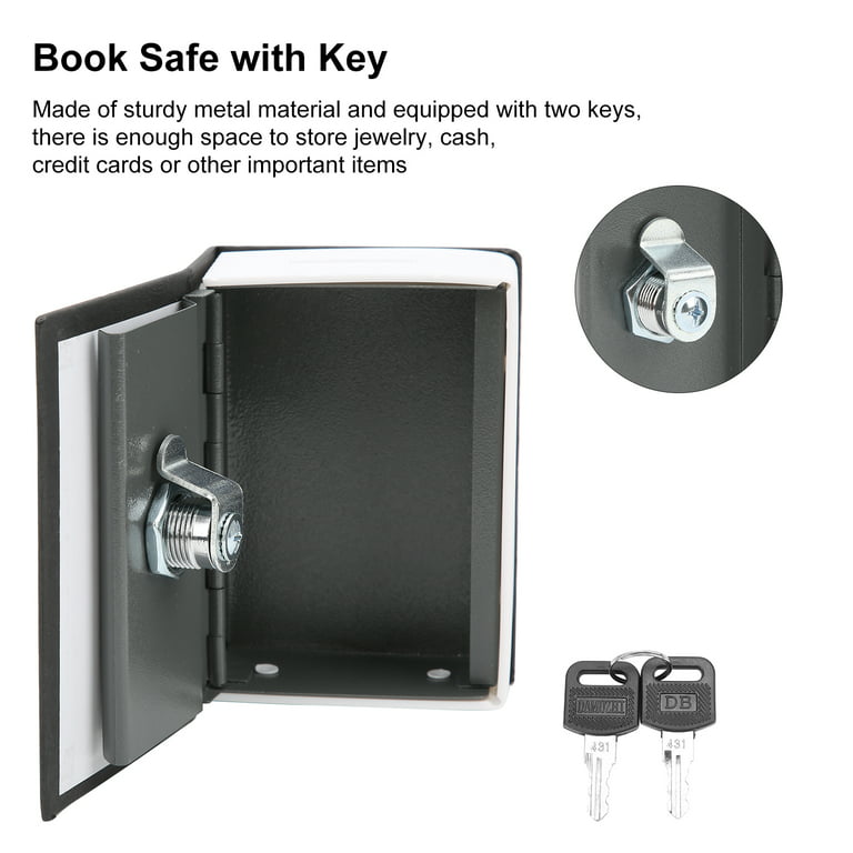 Book Safe Combination Lock Box with Key Secret Safe Hide Money Jewelry Safe  Containers Disguised Metal Lock Box Fake Book Concealment Furniture Hollow