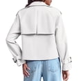 thumbnail image 5 of Double Breasted Women Solid Color Casual Crop Trench Coat Lady Office Jacket with Pocket, 5 of 6