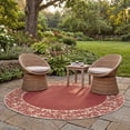thumbnail image 3 of Safavieh Courtyard Regent Oriental Indoor/Outdoor Area Rug, Red/Natural, 6'7" x 6'7" Round, 3 of 13