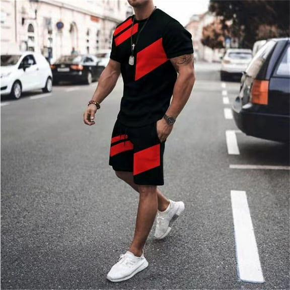 Akiihool Short Sets Men 2 Piece Outfit en's Polo Shirt and Shorts Set Summer Outfits Fashion Casual Short Sleeve Polo Suit for Men 2 Piece Shorts Tracksuit (Black,L)