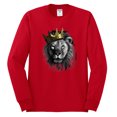 thumbnail image 2 of Wild Bobby, King Lion with Gold Crown Art, Animal Lover, Men Long Sleeve Shirt, Red, Large, 2 of 4