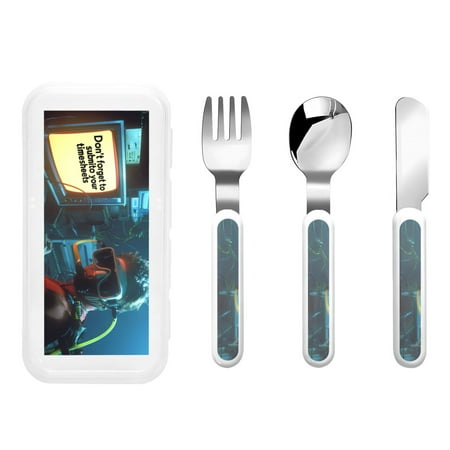 

Cauagu Underwater Office Diver Print 3-Pieces Toddler Cutlery Set Kids Silverware Set with Spoons Forks & Knife Stainless Steel Utensils for Kids Dishwasher Safe