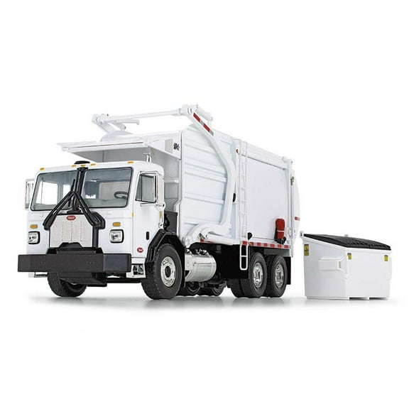 Peterbilt 520 Garbage Truck with Wittke Front End Load Refuse and Trash Bin White 1/34 Diecast Model by First Gear