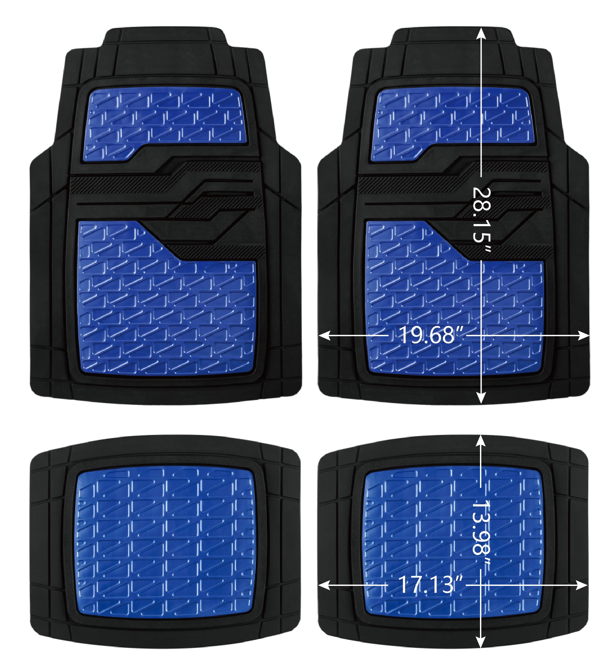 SCA Checkerplate Car Floor Mats PVC Blue Set of 4