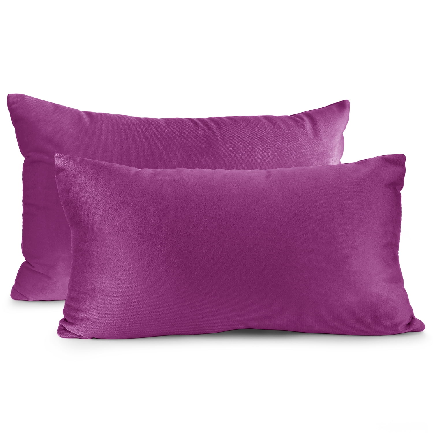 Clara Clark Plush Solid Decorative Microfiber Rectangle Throw Pillow Cover with Throw Pillow Insert for Couch, Orchid Purple, 12"x20", 4 Piece Decorative Soft Throw Pillow Set